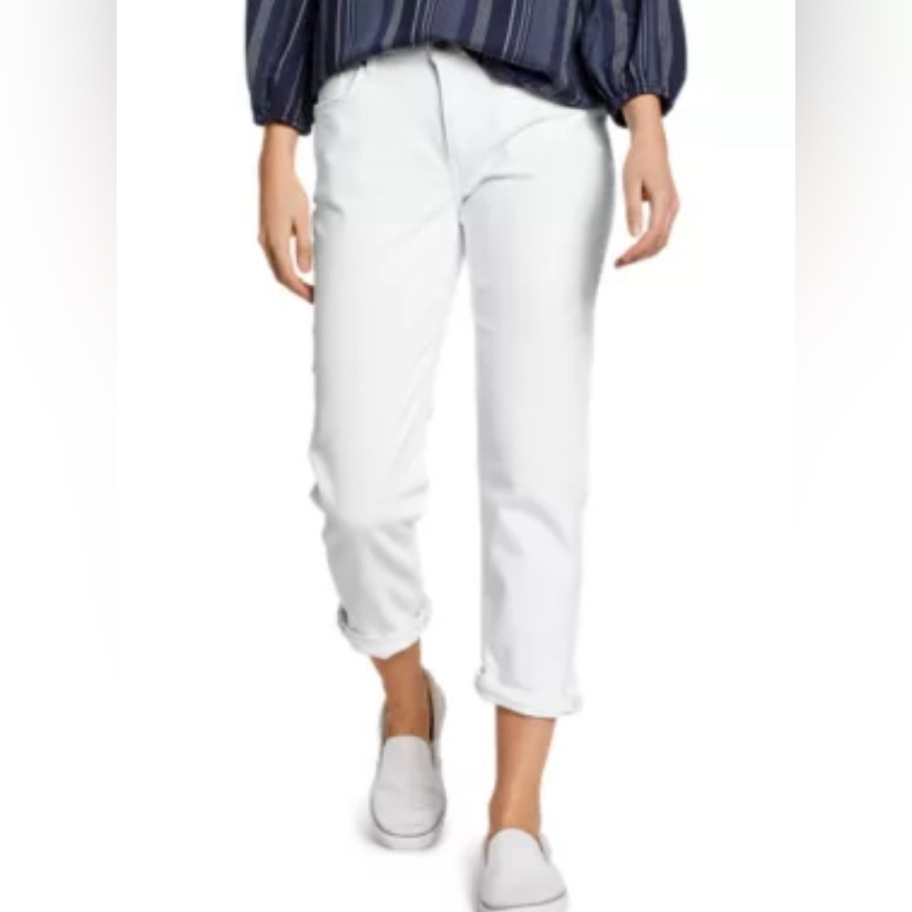 White Eddie Bauer Boyfriend Crop Jeans - size 14